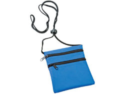 Нагрудный кошелек с 2-мя отделениями на молнии и прозрачным карманом, синий