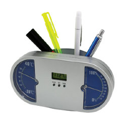 Часы настольные с термометром, гигрометром и подставкой для авторучек Панель приборов""