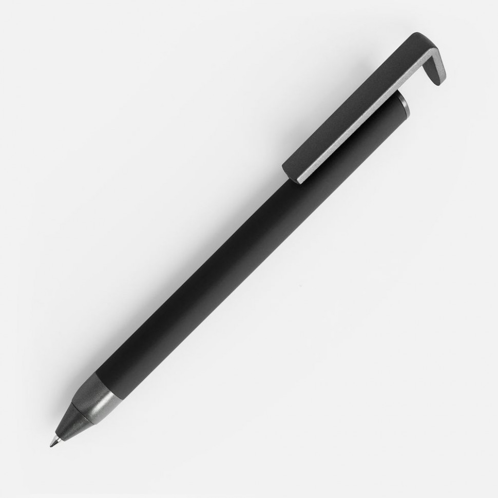 Ручка шариковая Standic Soft Touch с подставкой для телефона, черная